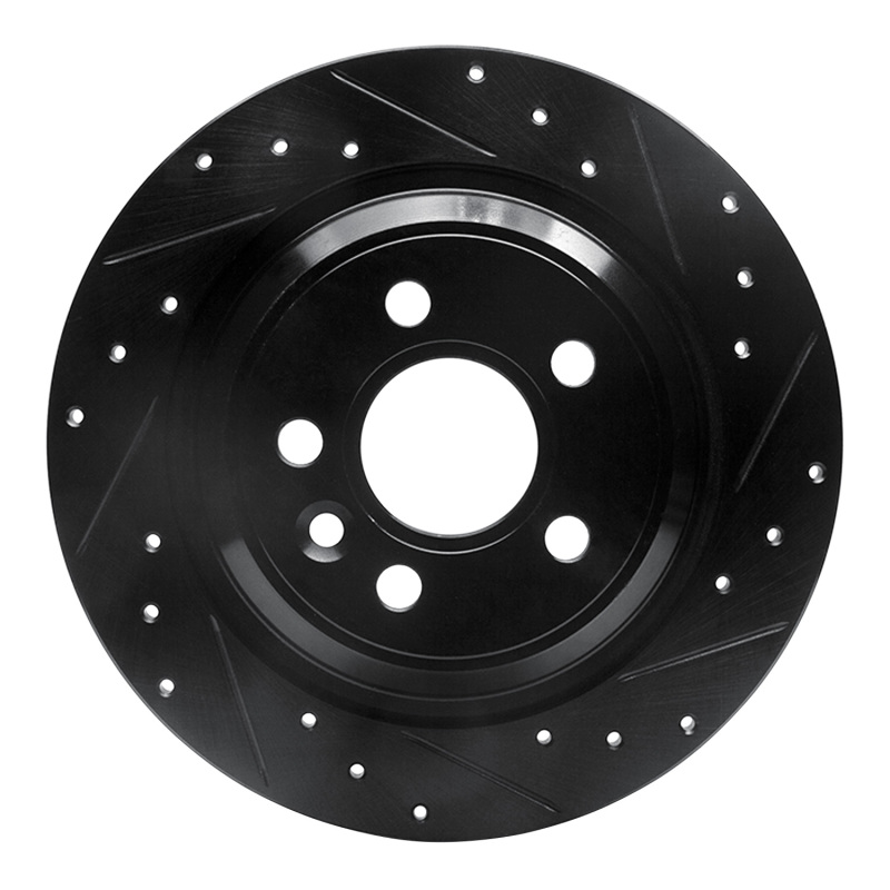 Volvo S60 Cross Country Brake Rotor (1) - Rear Right - R1 Concepts - Drilled & Slotted - Black - `07-`18 Volvo S60 Cross Country Brake Rotor (1) - Rear Right - R1 Concepts - Drilled & Slotted - Black - `07-`18